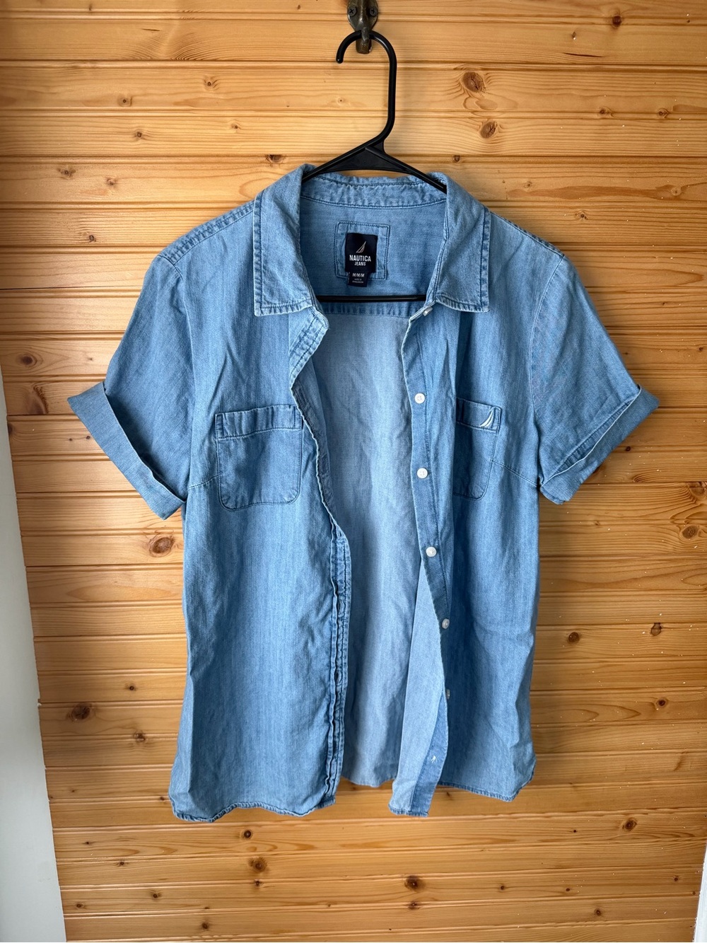 Nautica Light Denim Short-Sleeve Button-Up Shirt